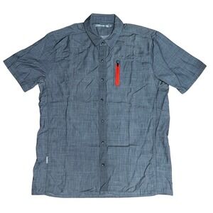 Icebreaker Merino Wool Compass II Snap Front Short Sleeve Shirt Gray Large